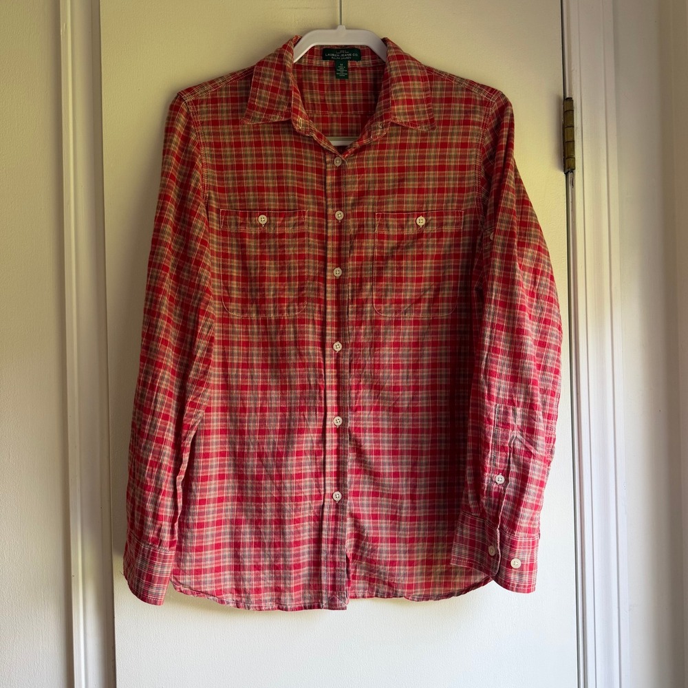 Lauren Jeans Co Ralph Lauren Red Plaid Roll Tab Button Down Shirt Womens Medium